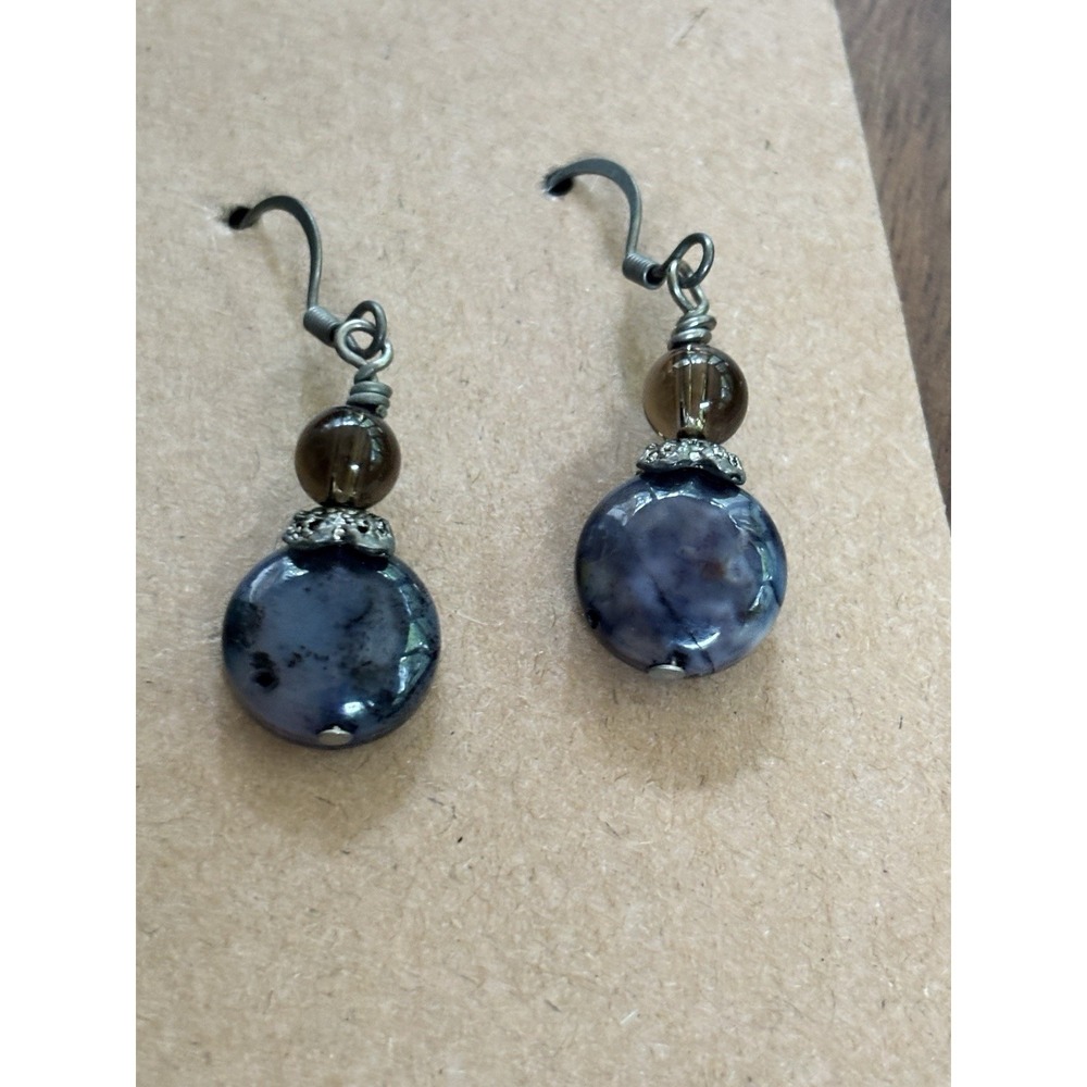 1 1/2" Gray Agate Faceted Gemstone 925 Sterling Silver Handmade Dangle Earring